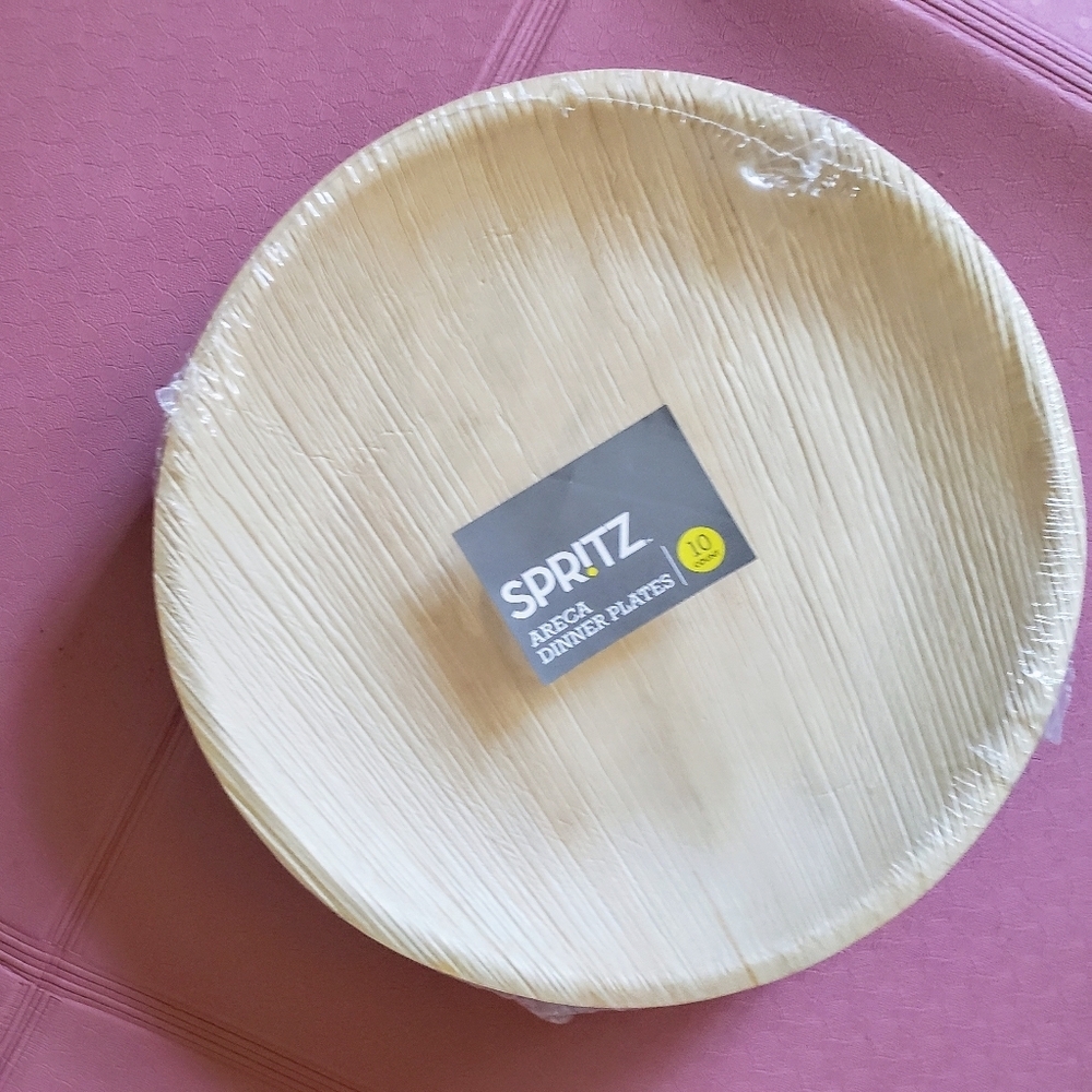 Set of 10 Spritz Areca Palm Leaf Dinner Plates, NEW